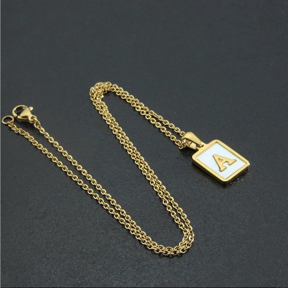Letter Necklaces, on White Shell Gold Plated Pendant Necklace - Picture 6 of 15